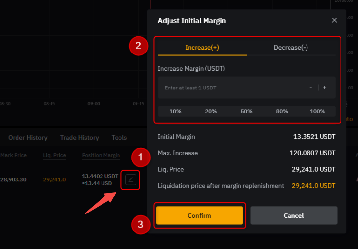 After selecting the trading pair and leverage, you can proceed with placing your trade.